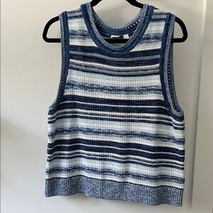 Striped Knit Tank Top/Sweater Vedt in Blue and White